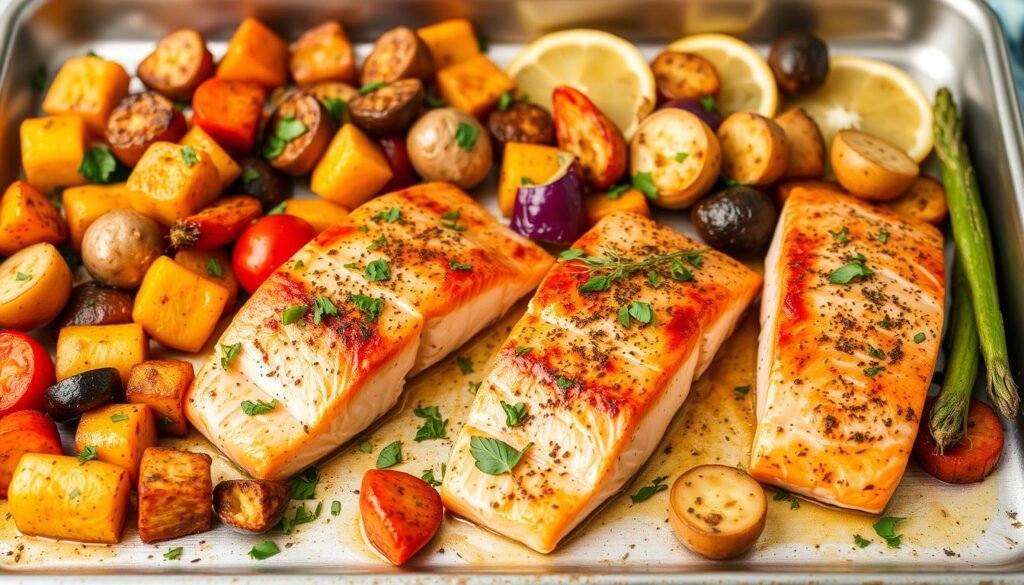 sheet pan salmon and vegetables recipe