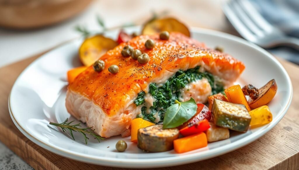stuffed salmon with spinach recipe